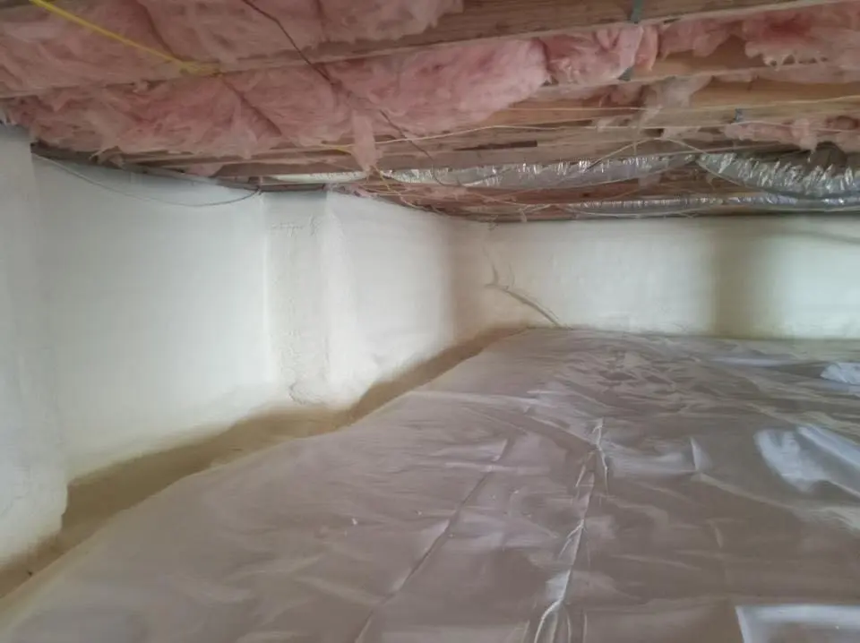 Crawl space encapsulation with closed-cell spray foam for Roof Waterproofing in North Branford